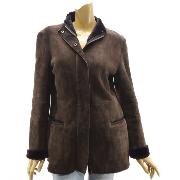 Giorgio Armani Italy Lamb Leather Shearling Jacket Coat Small Size 42 / US 6 - Picture 1 of 7